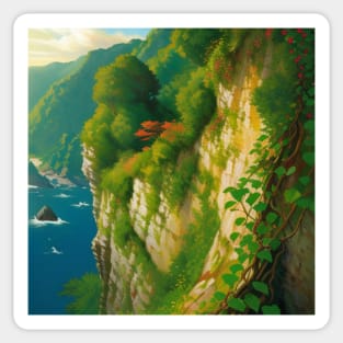 Lush Cliff - Cliffside View of the Sea of Swords Sticker